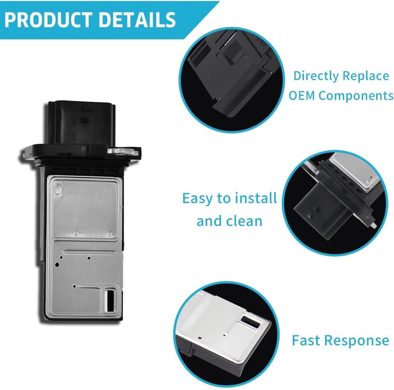 Couslcd Mass Air Flow Meter Sensor, Auto Mass Air Flow Meter Sensor, Aluminum & Plastic Automotive Airflow Sensor Replace 22680-7S00A, Universal Car Accessories MAF Sensor - Image 3